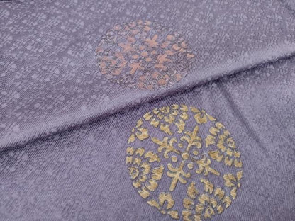 平和屋着物●訪問着　お召地　刺繍　花丸文　正絹　逸品　AABJ1415ck
