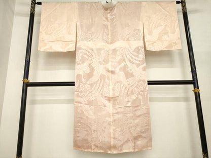 平和屋着物●アンティーク　大正ロマン　長襦袢　袷　鳳凰花地紋　宍色　正絹　逸品　AABJ1418ck