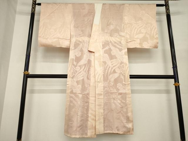 平和屋着物●アンティーク　大正ロマン　長襦袢　袷　鳳凰花地紋　宍色　正絹　逸品　AABJ1418ck