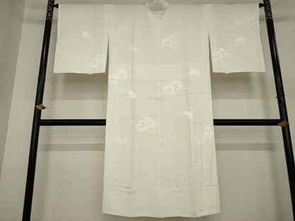平和屋着物●長襦袢　袷　雪輪重ね芝花地紋　生成り色　さが美扱い　正絹　逸品　AABJ1420ck