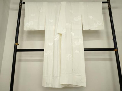 平和屋着物●長襦袢　袷　雪輪重ね芝花地紋　生成り色　さが美扱い　正絹　逸品　AABJ1420ck