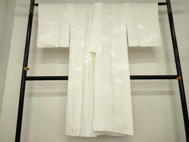 平和屋着物●長襦袢　袷　雪輪重ね芝花地紋　生成り色　さが美扱い　正絹　逸品　AABJ1420ck