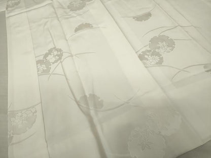 平和屋着物●長襦袢　袷　雪輪重ね芝花地紋　生成り色　さが美扱い　正絹　逸品　AABJ1420ck