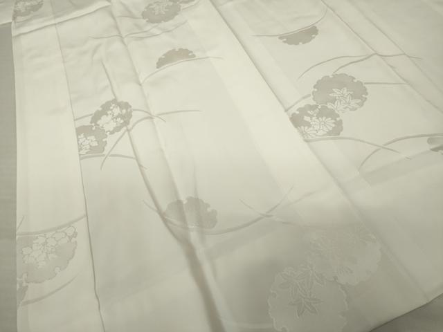 平和屋着物●長襦袢　袷　雪輪重ね芝花地紋　生成り色　さが美扱い　正絹　逸品　AABJ1420ck