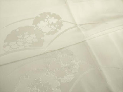 平和屋着物●長襦袢　袷　雪輪重ね芝花地紋　生成り色　さが美扱い　正絹　逸品　AABJ1420ck