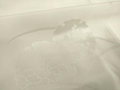 平和屋着物●長襦袢　袷　雪輪重ね芝花地紋　生成り色　さが美扱い　正絹　逸品　AABJ1420ck