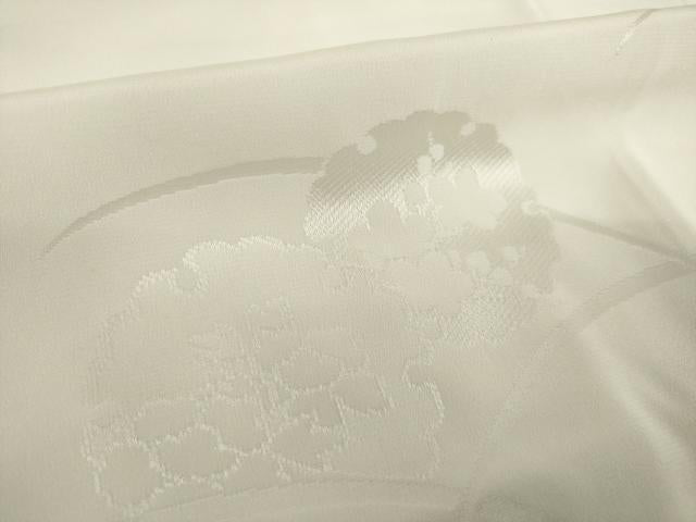 平和屋着物●長襦袢　袷　雪輪重ね芝花地紋　生成り色　さが美扱い　正絹　逸品　AABJ1420ck