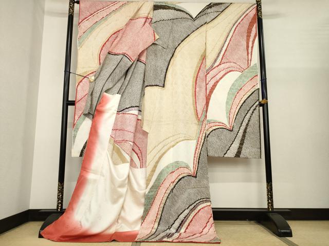 平和屋着物●豪華振袖　総絞り　立波文　金彩　仮絵羽　逸品　未使用　AABJ1421ck
