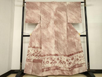 平和屋着物●訪問着　総絞り　草花文　正絹　逸品　AABJ1424ck