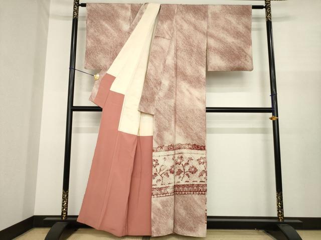 平和屋着物●訪問着　総絞り　草花文　正絹　逸品　AABJ1424ck