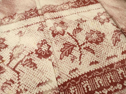 平和屋着物●訪問着　総絞り　草花文　正絹　逸品　AABJ1424ck
