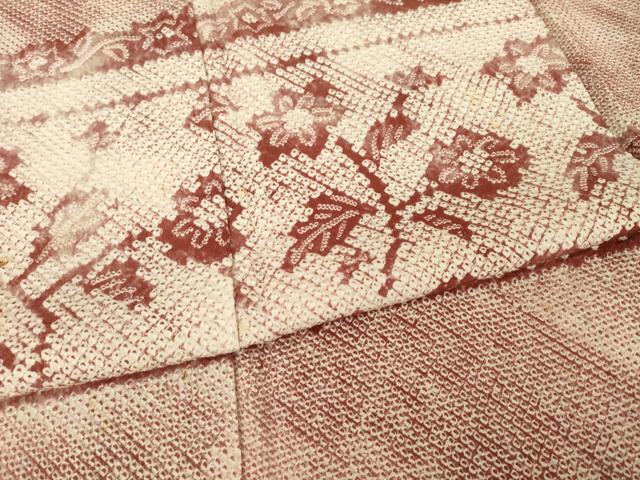 平和屋着物●訪問着　総絞り　草花文　正絹　逸品　AABJ1424ck