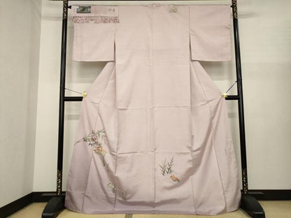 平和屋着物●訪問着　紬地　蘇州刺繍　金魚　伊と幸　反端付き　正絹　逸品　未使用　AABJ1428ck