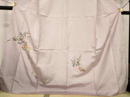 平和屋着物●訪問着　紬地　蘇州刺繍　金魚　伊と幸　反端付き　正絹　逸品　未使用　AABJ1428ck