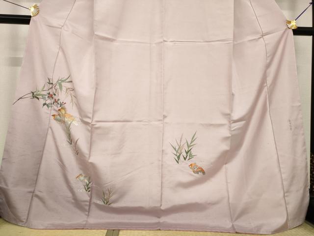 平和屋着物●訪問着　紬地　蘇州刺繍　金魚　伊と幸　反端付き　正絹　逸品　未使用　AABJ1428ck
