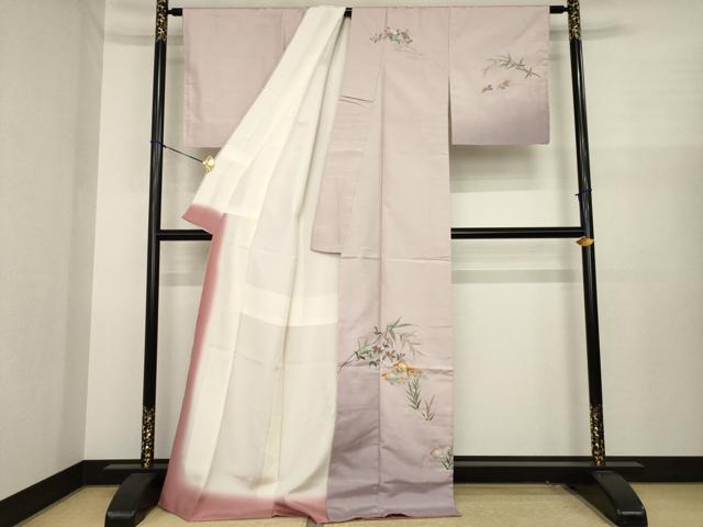 平和屋着物●訪問着　紬地　蘇州刺繍　金魚　伊と幸　反端付き　正絹　逸品　未使用　AABJ1428ck