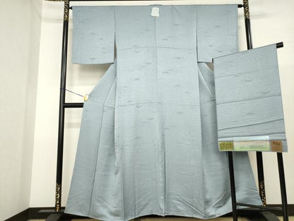 平和屋着物●上質な色無地　堅牢草木染　鈍色　反端付き　正絹　逸品　未使用　AABJ1430ck