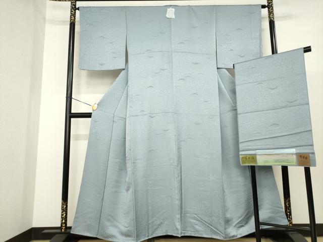 平和屋着物●上質な色無地　堅牢草木染　鈍色　反端付き　正絹　逸品　未使用　AABJ1430ck