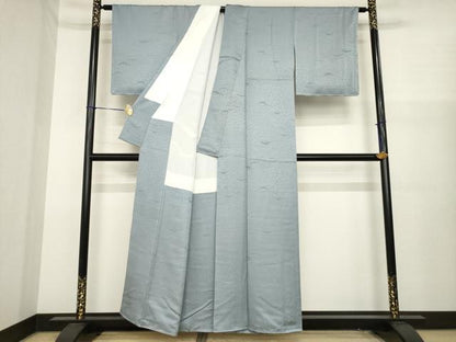 平和屋着物●上質な色無地　堅牢草木染　鈍色　反端付き　正絹　逸品　未使用　AABJ1430ck