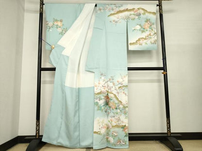 平和屋着物●訪問着　作家物　雲重ね花文　暈し染め　金銀彩　正絹　逸品　AABJ1431ck