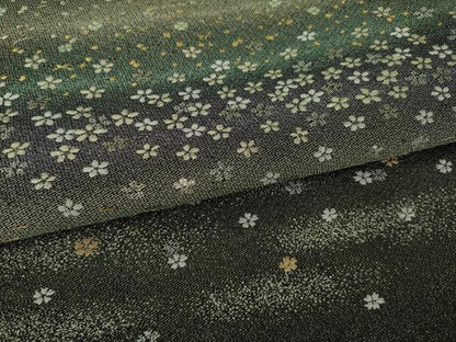 平和屋着物●訪問着　寿光織　横段花文　黒地　金銀糸　ロング丈　正絹　逸品　AABJ1432ck