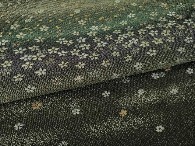 平和屋着物●訪問着　寿光織　横段花文　黒地　金銀糸　ロング丈　正絹　逸品　AABJ1432ck
