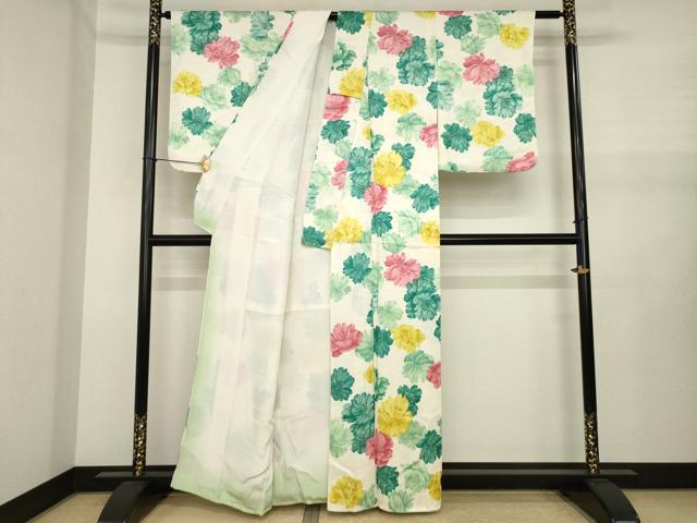 平和屋着物●上質な小紋　舞花文　正絹　逸品　AABJ1433ck