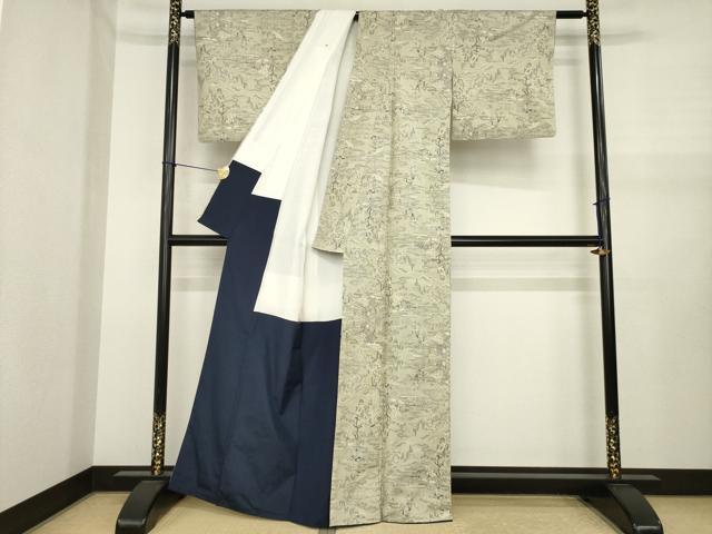 平和屋着物●本場大島紬　白大島　総絣　風景文　正絹　逸品　AABJ1434ck