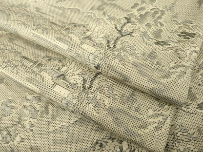 平和屋着物●本場大島紬　白大島　総絣　風景文　正絹　逸品　AABJ1434ck