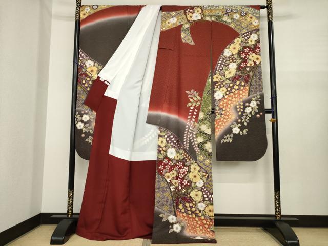 平和屋着物●豪華振袖　辻が花　流水花文　金通し地　正絹　逸品　AABJ1435ck