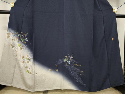 平和屋着物●和紙染染色作家・植村彩弘　訪問着　枝花文　暈し染め　金彩　正絹　逸品　AABJ1440ck