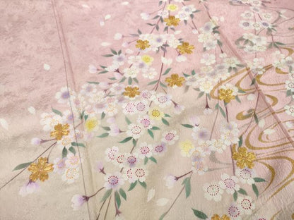 平和屋着物●豪華振袖　駒刺繍　流水花文　暈し染め　金彩　正絹　逸品　AABJ1445ck