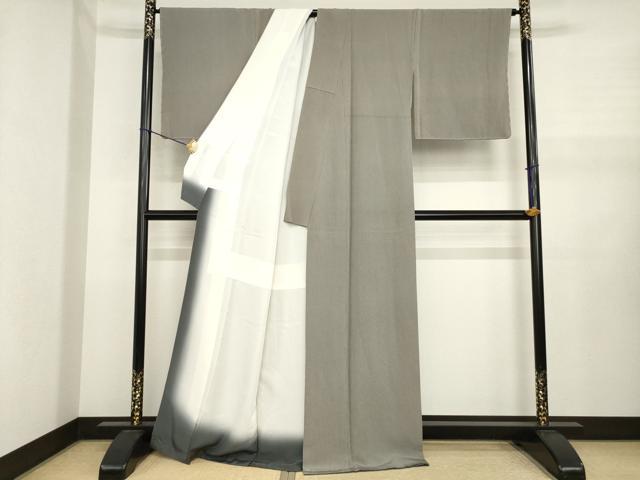 平和屋着物●伝統工芸士 砂川健一　江戸小紋　万筋　千歳茶色×白茶色　正絹　逸品　AABJ1450ck