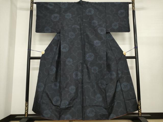 平和屋着物●上質な紬　雪輪重ね花文　正絹　逸品　AABJ1451ck