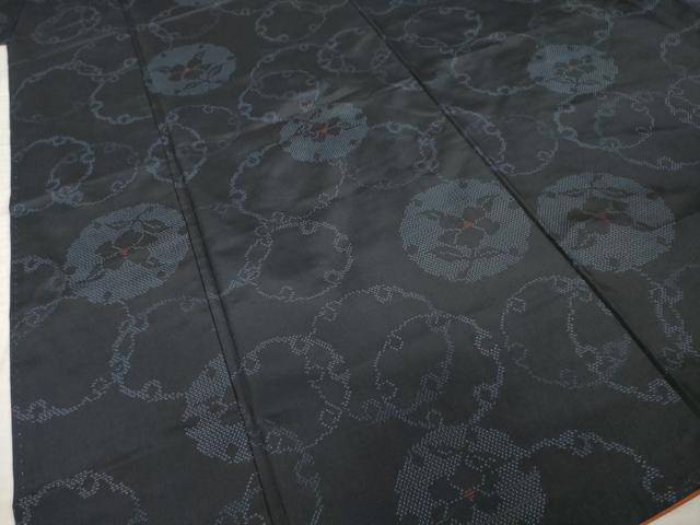 平和屋着物●上質な紬　雪輪重ね花文　正絹　逸品　AABJ1451ck