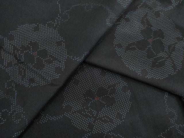 平和屋着物●上質な紬　雪輪重ね花文　正絹　逸品　AABJ1451ck