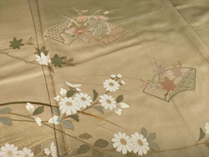 平和屋着物●中国三大刺繍　スワトウ刺繍　汕頭刺繍　訪問着　地紙花文　暈し染め　金彩　やまと誂製　正絹　逸品　AABJ1455ck