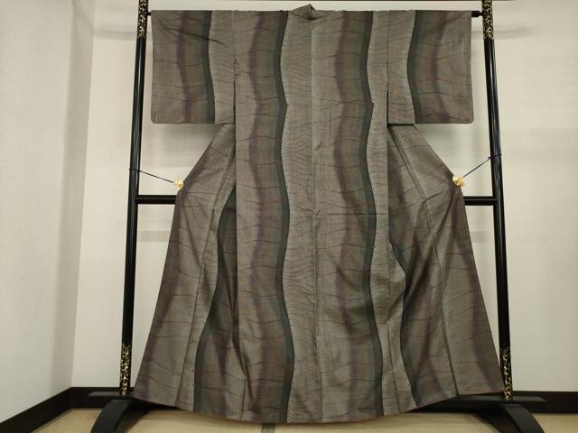平和屋着物●本場大島紬　カタス9マルキ　間道　正絹　逸品　AABJ1456ck