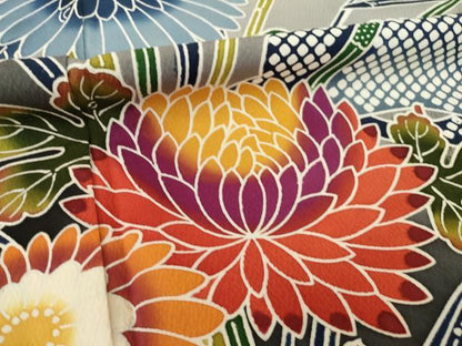 平和屋着物●豪華振袖　紅型　風景花鳥文　正絹　逸品　AABJ1457ck