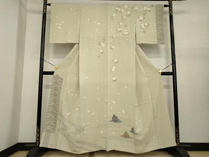 平和屋着物●訪問着　刺繍　舞桜　金彩　正絹　逸品　AABJ1458ck