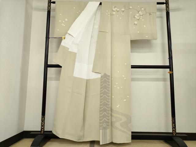 平和屋着物●訪問着　刺繍　舞桜　金彩　正絹　逸品　AABJ1458ck