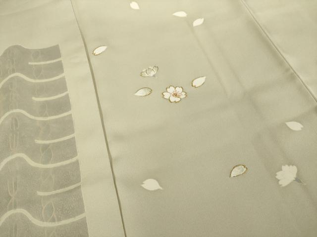 平和屋着物●訪問着　刺繍　舞桜　金彩　正絹　逸品　AABJ1458ck