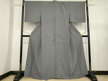 平和屋着物●江戸小紋　万筋　黒×白　正絹　逸品　AABJ1459ck