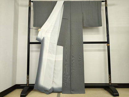 平和屋着物●江戸小紋　万筋　黒×白　正絹　逸品　AABJ1459ck