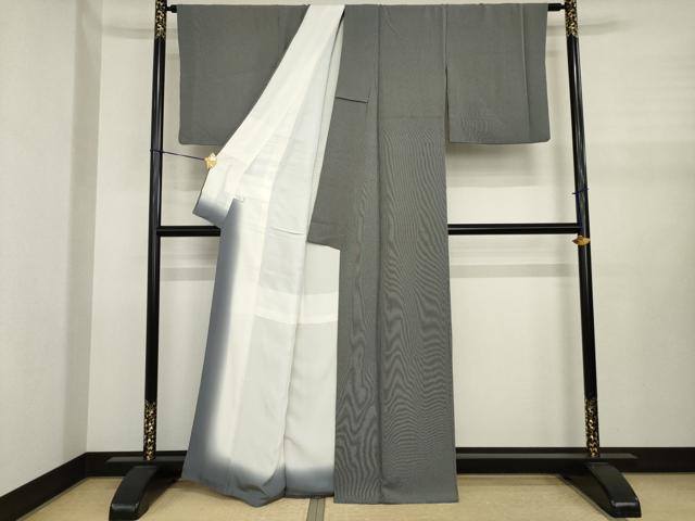 平和屋着物●江戸小紋　万筋　黒×白　正絹　逸品　AABJ1459ck