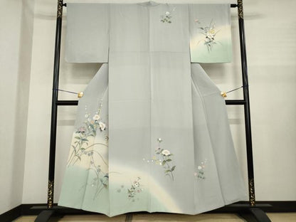 平和屋着物●訪問着　友禅　花鳥文　正絹　逸品　AABJ1460ck