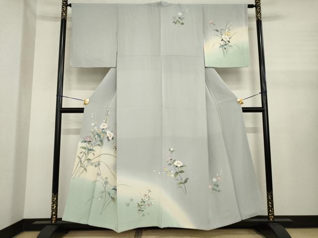 平和屋着物●訪問着　友禅　花鳥文　正絹　逸品　AABJ1460ck