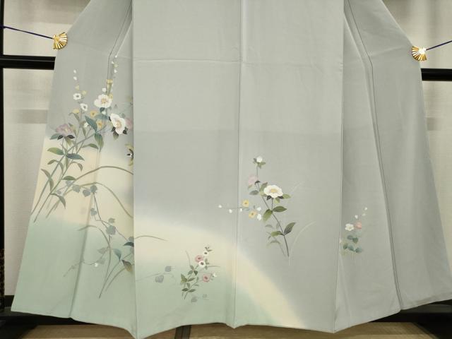 平和屋着物●訪問着　友禅　花鳥文　正絹　逸品　AABJ1460ck