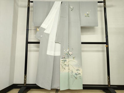 平和屋着物●訪問着　友禅　花鳥文　正絹　逸品　AABJ1460ck