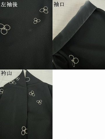 平和屋着物●上質な小紋　三つ葉　黒地　正絹　逸品　AABJ1463ck